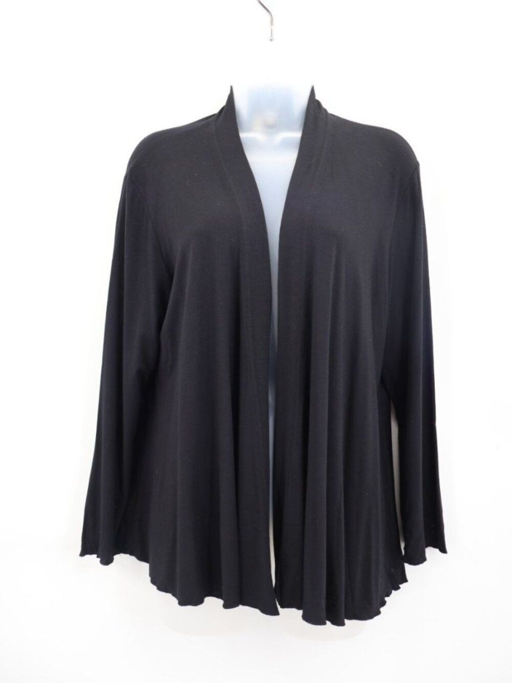 Comfy Black Modal Spandex Open Front Flyaway Cardigan Made in USA Size S